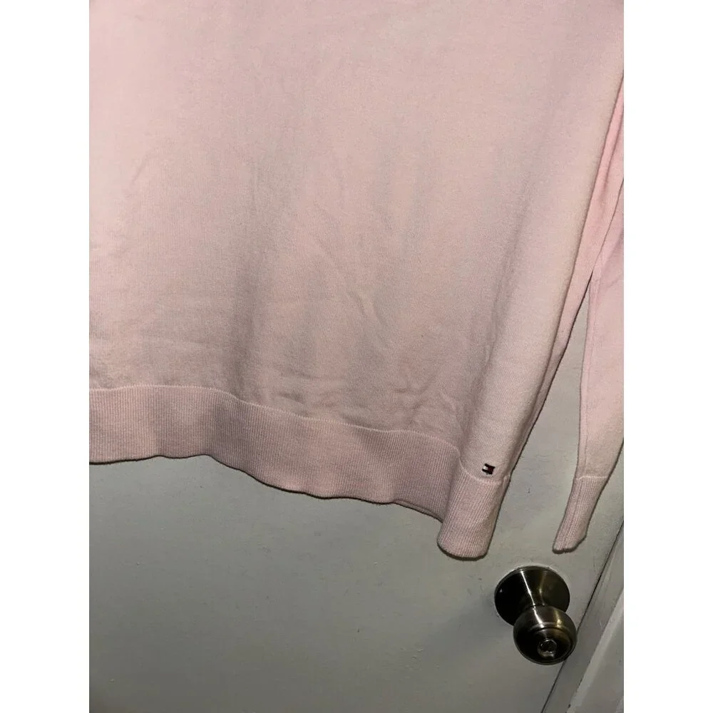 Tommy Hilfiger Pink Turtleneck Button Cuff Contemporary Sweater Top Size Large